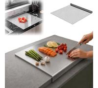 Stainless Steel Cutting Board with Lip, Non Slip L Shaped Countertop Chopping Board, Dishwasher Safe for Meat Vegetables Baking Food Prep (30cm x 30cm,Stainless steel)