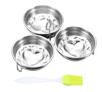 Stainless Steel Egg Poacher Set - 3 Poaching Cups with Nonstick Rack | Egg Steamer and Cooker for Microwave, Eggs Frying, Pancakes, Breakfast Meal Omelet Home Kitchen Cooking, 9x9x3cm Stainless
