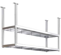 Stainless Steel Floating Frame, Two-layer Ceiling Shelving, Kitchen Supplies Storage, Suitable For Restaurant Wall Shelves(80x35x80cm)