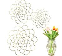 Stainless Steel Floral Grid Organizer, 2025 New Flower Arrangement Holder, Flower Arrangement Holder for Vase Floral Stems Bouquets(3Pcs Gold Mix)