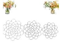 Stainless Steel Floral Grid Organizer, 3pcs Flower Arrangement Holder, Flower Frog Tool, Floral Arrangement Supplies for Vase Stems Bouquets (Silver,4/5/6in)