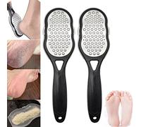 Stainless Steel Foot File Exfoliating Pedicure Device, Foot Files Callus Remover, Heel Scraper for Cracked Heels (2PCS-A)