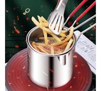 Stainless Steel Fryer - Creative Deep Frying Pot, Mini Kitchen Tool | 304 Fryer Pan for Oil Frying Chicken Legs Dried Fish Chips Chicken Chops and More Small Appliance for Home Cooking Meal Preparatio