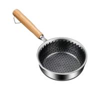 Stainless Steel Frying Pan - Egg Pan | Grill Pân Cookware | Wooden Handle, Non-Stick Skillet, Tilting Spout, Dishwasher Safe, Suitable, Perfect For Eggs Fish Vegetables Pork Chicken Home Hote
