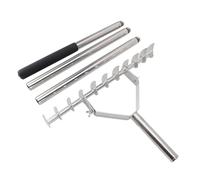Stainless Steel Garden Rake | 11 Tines Adjustable Handle for Loosening Soil / Leveling Lawn / Gathering Leaves | 56.5 Inch Multipurpose Yard Tool