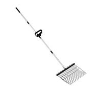 Stainless Steel Garden Rake, Long Handle Hand Coltivator, Efficient Scooping Raking Tool, Rust-Resistant Manure and Litter Scoop for Farm, Yard, Lawn, Gardening Cleanup, Black