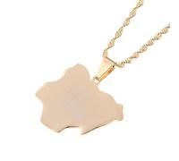 Stainless Steel Gold Plated Trendy Nigeria Pendant Necklace for Women Country Map of Africa for Nigerians (Model 4)