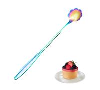 Stainless Steel Golden Spoon - Golden Flower Shape Mixing Spoon - Rose Pattern Design Cutlery Supplies for Tea, Coffee, Honey, Salad, Beverage, and Dessert