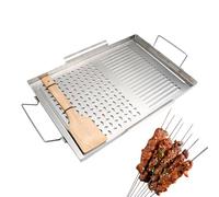 Stainless Steel Griddle, Flat Top Grill Plate, Cooking Tool with Handles, BBQ Utensil Device, Kitchen Accessory with Practical Style, Outdoor Cookware for Camping, Kitchen and Backyard