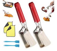 Stainless Steel Grill Clamp, Anti-Scald Extended Handle Spatula Tong, Stainless Steel Kitchen Tong, Barbecue Clamp & Versatile Kitchen Tool for Flipping Steak Fish Bread Hamburger BBQ Pizza (B2)