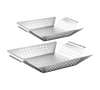 Stainless Steel Grill Griddle | 2 Pezzi Hole Porous BBQ Pan, Reusable | BBQ Tray for Outdoor Backyard Cooking Kitchen Fish Meat Chicken Shrimp