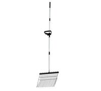 Stainless Steel Hand Rake, Long Handle Garden Cultivator, 65.35x14in Heavy Duty Farming Tool, Rust Resistant Design, Multi Purpose Scoop Head for Chicken Manure, Cat Litter, Yard, Lawn
