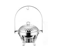 Stainless Steel Hanging Lid Dining Stove Golden Round Hotel Food Insulation Container with Bracket Alcohol Buffet Stove (B 6.0L)