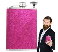 Stainless Steel Hip Flask 8oz - Strong Sealing Ability | Leak-Proof Portable Liquor Flask With Funnel 12.2x9.3x2.2cm | For Men Outdoor Travel Camping Adventures, Stylish Glitter Design 110g