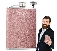 Stainless Steel Hip Flask 8oz - Strong Sealing Ability | Leak-Proof Portable Liquor Flask With Funnel 12.2x9.3x2.2cm | For Men Outdoor Travel Camping Adventures, Stylish Glitter Design 110g