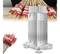 Stainless Steel Kebab Maker, 49 Hole Barbecue Skewers Tool, Manual Meat Skewers Machine with 100 Flat Sticks