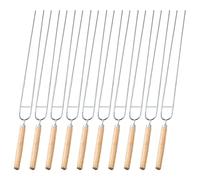 Stainless Steel Kebab Sticks - Double Pr | Professional 2-Prong Flat Skewers For Even Cooking, Ideal For Shrimp And Fish, Dishwasher Safe Kitchen Tool, Extra Long For Safety; Ideal For Outdoor BBQ Par