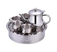 Stainless Steel, Kids Tea Sets, Toy Teapot Set, Long Spout Teapot with Filter Screen, Small Cups and Tray Included, Ideal for Kindergarten Preschool Beginners Playtime