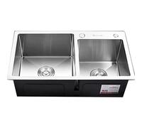 Stainless Steel Kitchen Silver Large Size Double Bowl Easy To Clean Thickened Long Service Life (Color : Silver, 78x43cm)