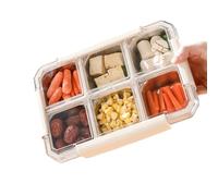Stainless Steel Leakproof Container Divided Serving Tray 6-Compartment | Dip Tray with Lid for Brunch Lunch Dinner Halloween Housewarming Thanksgiving Christmas