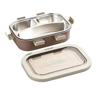 Stainless Steel Lunch Box - 3-Compartment 850 ml Leakproof Snack Container | 22,8 x 16,5 x 7 cm. Scatola per pranzo in acciaio inox - 850 ml, 3-Compartment Leakproof Snack Storage For School, Office