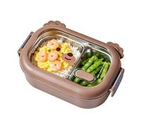 Stainless Steel Lunch Box for Kids Cute Bear Design 1000ml Insulated Compartment Lunch Box Salad Container Leak Proof Thermal Food-Box for School Work Travel Picnic Beach Unisex Use