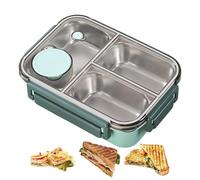 Stainless Steel Lunch Box - Metal Lunch Box | Stainless Steel Snack & Lunĉh Containers | Leakproof Salad Boxes Container with 3 Compartments | Large Capacity Portable Lunĉh Containers for Work Camping