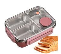 Stainless Steel Lunch Box - Metal Lunch Box | Stainless Steel Snack & Lunĉh Containers | Leakproof Salad Boxes Container with 3 Compartments | Large Capacity Portable Lunĉh Containers for Work Camping