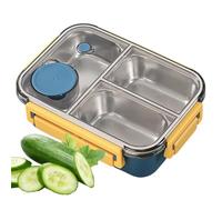 Stainless Steel Lunch Box - Metal Lunch Box | Stainless Steel Snack & Lunĉh Containers | Leakproof Salad Boxes Container with 3 Compartments | Large Capacity Portable Lunĉh Containers for Work Camping