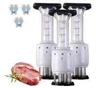 Stainless Steel Marinade Meat Injector, Syringe Manual Flavor Injector for Meat & Poultry, 2-in-1 Tool with Extra Needles Cooking Essential for Brisket Turkey Grilling (3 Pcs)