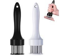 Stainless Steel Meat Tenderizer Needle, 21 Pin Ultra Sharp Meat Tenderizer Tool, Meat Marinating Tool, Steak BBQ Kitchen Cooking Tool, for Tenderizing Pork, Beef, Chicken, Marinade (White+Black)