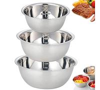 Stainless Steel Mixing Bowl Set,Large Stainless Steel Mixing Bowl,Stainless Steel Camping Utensils Tableware,3 Sizes Reusable Food Storage Organizers For Kitchen, Travel, Picnic, BBQ