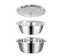 Stainless Steel Mixing Bowl Set - Washing Bowl Set Strainer For Vegetables | Draining Vegetable Grater Slicer Basket - Salad Rice Washer Drain Colander For Draining Cooked Pasta | Multifunction Stainl