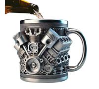 Stainless Steel Mug with Handle, Engine Design Milk Drink Mug, Retro Car-Inspired Coffee Cup, Industrial Style Beverage Container for Workshop, Garage, Home, Travel, Studying, Working, Break Time