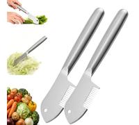 Stainless Steel Multi-Purpose Julienne Peeler - Vegetable Julienne Slicer Handheld with Comfortable Handle and Hanging Hole for Fruit Potatoes Carrot (Silver,2 sets)
