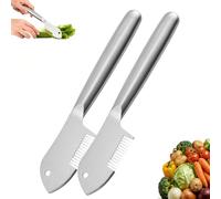 Stainless Steel Multi-Purpose Julienne Peeler Vegetable Julienne Slicer Handheld with Comfortable Handle and Hanging Hole Cuts Every Time (2pcs)