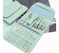 Stainless Steel Nail Clippers And Folding Bag Nail Enhancement Set Nail Clippers Set Scissors Beauty Tools,Green 16 in 1 B Set (Green 16 in 1 C Set)