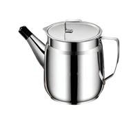 Stainless Steel Oil Filter Pot - 2 l Deep Pot with Easy Pouring Spout for Cooking Oil Straining, Sturdy Kitchen Tool for Restaurants, Home Cooking, Outdoor BBQ, and Reuse, Polished Stainless Finish