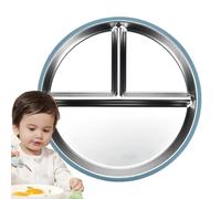 Stainless Steel Plates, Three Compartment Dinnerware, Divided Serving Tray, Non-Stick Metal Material, Sturdy Food-Safe Design, Ideal for Balanced Meals with Vegetables