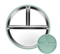 Stainless Steel Plates With Suction, Three Compartments Stainless Stee