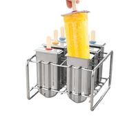 Stainless Steel Popsiclé Mold | 6 Housemade Ice Lolly Moulds with 100 Wooden Sticks | Ice Cream Molds with Holder | Machine Frozén Icé Cream Maker Mould for Home, Ristoranti
