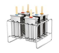 Stainless Steel Popsiclé Mold | 6 Housemade Ice Lolly Moulds with 100 Wooden Sticks | Ice Cream Molds with Holder | Machine Frozén Icé Cream Maker Mould for Home, Ristoranti