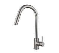 Stainless Steel Pull-Down Kitchen Faucet Brushed Nickel Hot/Cold Mixer Single Hole G1/2 Heavy-Duty For Kitchen Bath(A,G3/8)