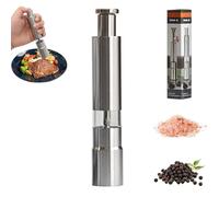 Stainless Steel Salt And Pepper Grinder, Mini Spice Grinder, Push Button Salt And Pepper Grinders Set, Black Peppercorn Grinde, For Home, Camping, Cooking, Kitchen Gadgets (1Pcs)