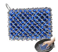 Stainless Steel Scrubber for Pots - Multipurpose Chain Mail Cleaning Tool | Metal Pan Scrubber for Cast Iron Skillet Grill Pan Woks Dutch Oven and Kitchen Utensils Washing, 12x8x2cm Stainless Steel