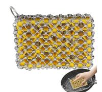 Stainless Steel Scrubber for Pots - Multipurpose Chain Mail Cleaning Tool | Metal Pan Scrubber for Cast Iron Skillet Grill Pan Woks Dutch Oven and Kitchen Utensils Washing, 12x8x2cm Stainless Steel