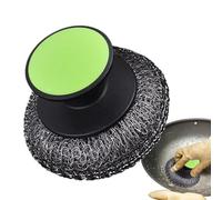 Stainless Steel Scrubber - Wool Scrubber with Handle | Heavy Duty Cleaning Scrubber Non-Slip Palm Scouring Pad | Heavy Duty Kitchen Scrubber for Dishes Sink | Household & Pans