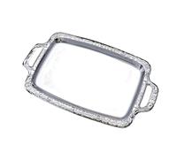 Stainless Steel Serving Tray - 39x23x1.7cm Large Display Silver Table Decor, Decorative Food Serving Metal Tray For Candy Bread Cake Charcuterie Dessert Fruit Party Home Kitchen Living Room