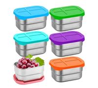 Stainless Steel Snack Box, Reusable Metal Lunch Container, 8 Oz Stackable Design, Sturdy Rust-Resistant Build, 6-Piece Set, Ideal for School, Daycare, Toddler Meals, Home, Kitchen, Kids Dining