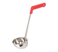 Stainless Steel Soup Ladle | Heat - Blocking Curved Handle & Plastic Grip | Multifunctional Kitchen Ladle for Cooking/Soup/Porridge | Sturdy & Leak - Guard Design (240ML)